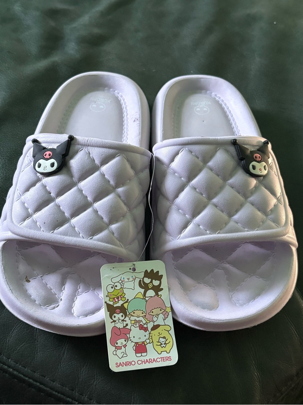 Sanrio Kids Kuromi Quilted Slide Sandals in Light Lavender